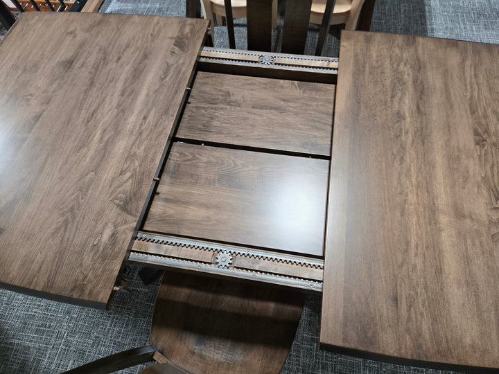 Clearance Carlisle 42x60 w/4-12"L Double Ped Table + 4 Side Chairs