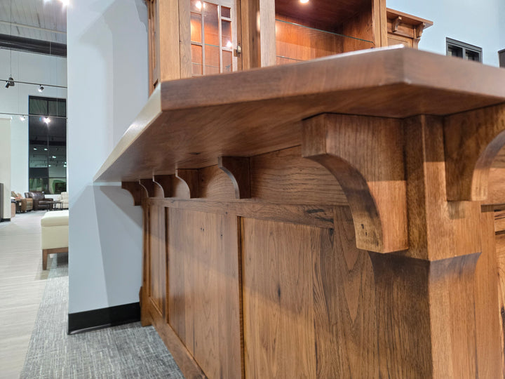 Clearance Manitoba L Shape Desk with Hutch + Leather Upholstered Desk Chair