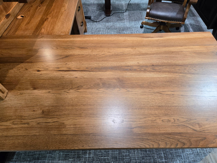 Clearance Manitoba L Shape Desk with Hutch + Leather Upholstered Desk Chair