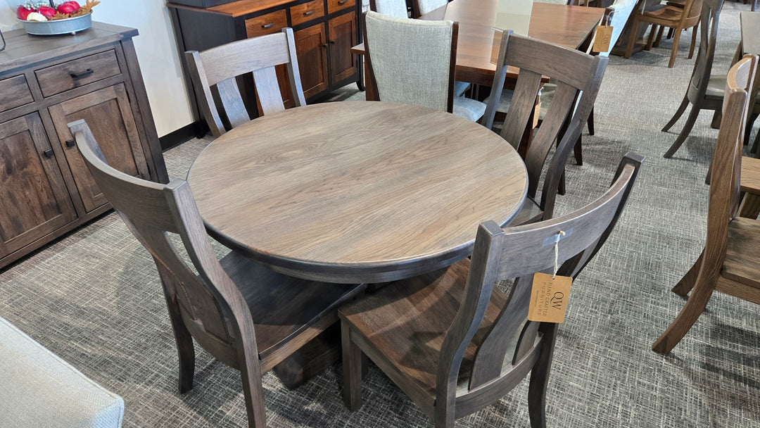 Clearance Franklin Single 42" Round Solid Top and 4 Urbana Side Chairs