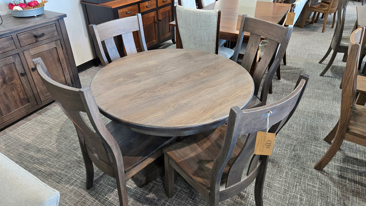Clearance Franklin Single 42" Round Solid Top and 4 Urbana Side Chairs