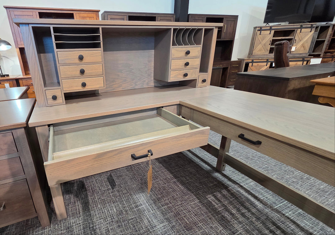 Clearance JD Mission L Desk with Hutch