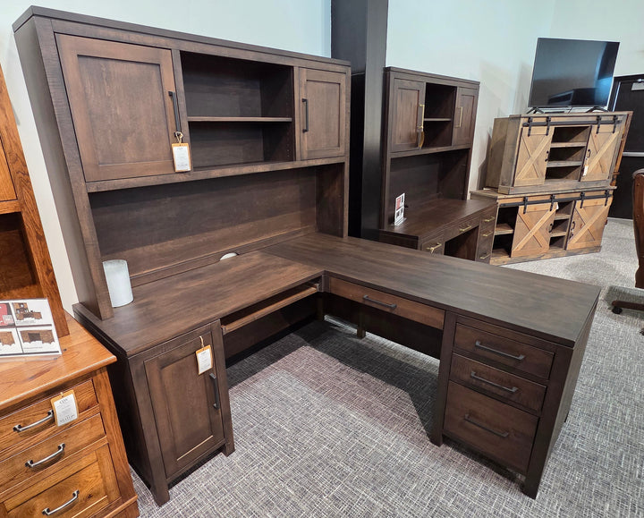 Clearance Leon L Shape Desk & Hutch