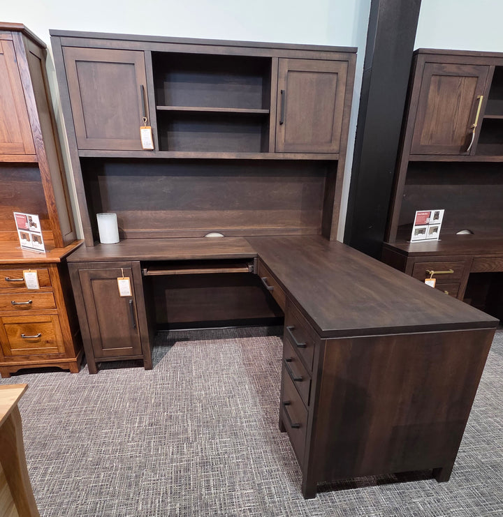 Clearance Leon L Shape Desk & Hutch
