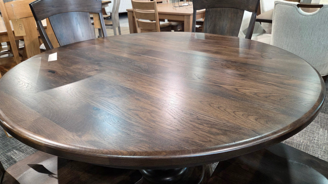 Clearance Burlington 54" Round w/ 1-12" Leaf Rustic Hickory Table and 4 Bailey Chairs