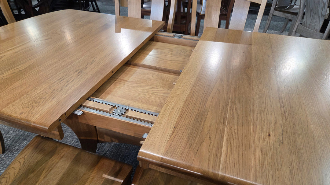 Clearance Galveston 42x66 w/ 4-12" Leaves Hickory Table and 6 Austin Chairs