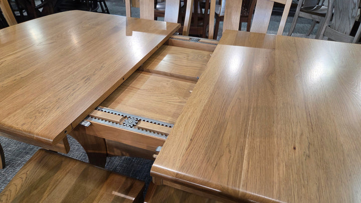 Clearance Galveston 42x66 w/ 4-12" Leaves Hickory Table and 6 Austin Chairs