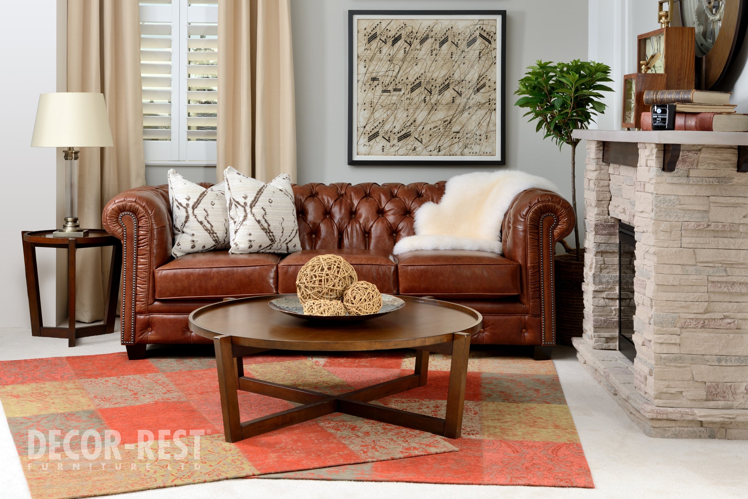 Decor Rest tufted brown leather sofa