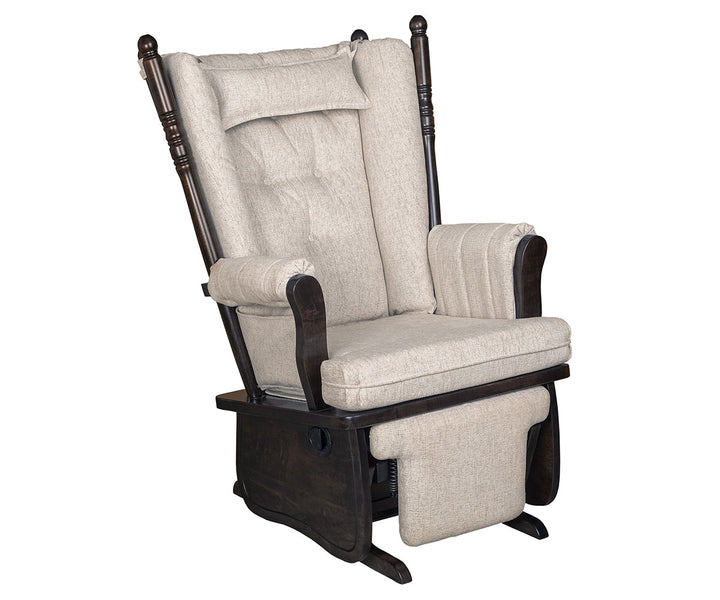 QW Amish 4-Post High Back Glider with Flip-out Footrest & Padded Arms