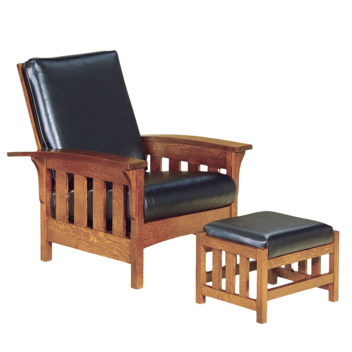 QW Amish Bow Arm Slat Morris Chair w/ Ottoman