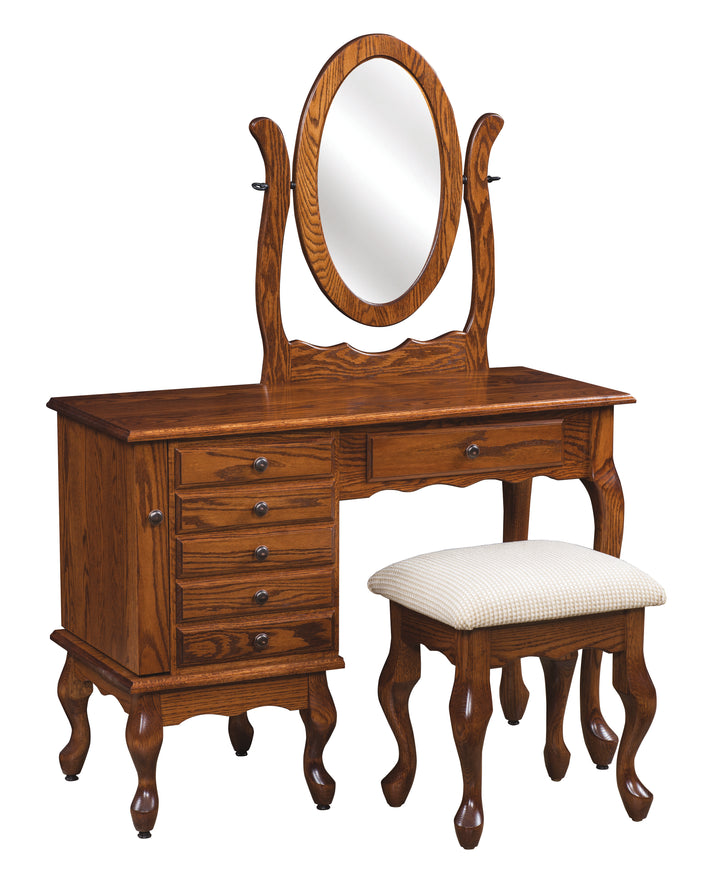 QW Amish Queen Anne 42" Jewelry Vanity & Optional Stool