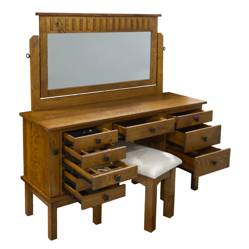 QW Amish Grandview Mission 60" Jewelry Vanity & Optional Stool