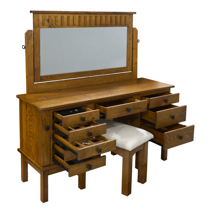 QW Amish Grandview Mission 60" Jewelry Vanity & Optional Stool