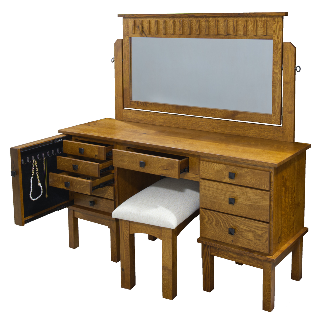 QW Amish Grandview Mission 60" Jewelry Vanity & Optional Stool