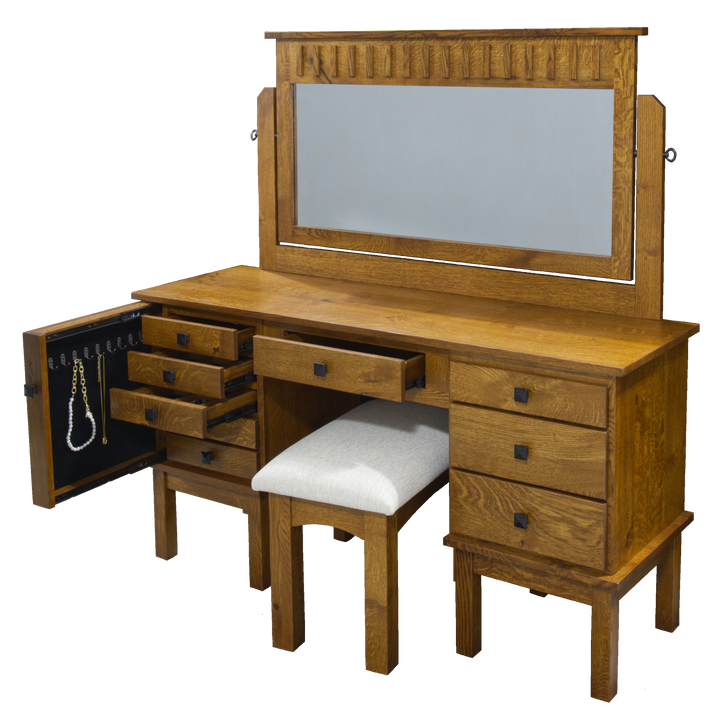 QW Amish Grandview Mission 60" Jewelry Vanity & Optional Stool