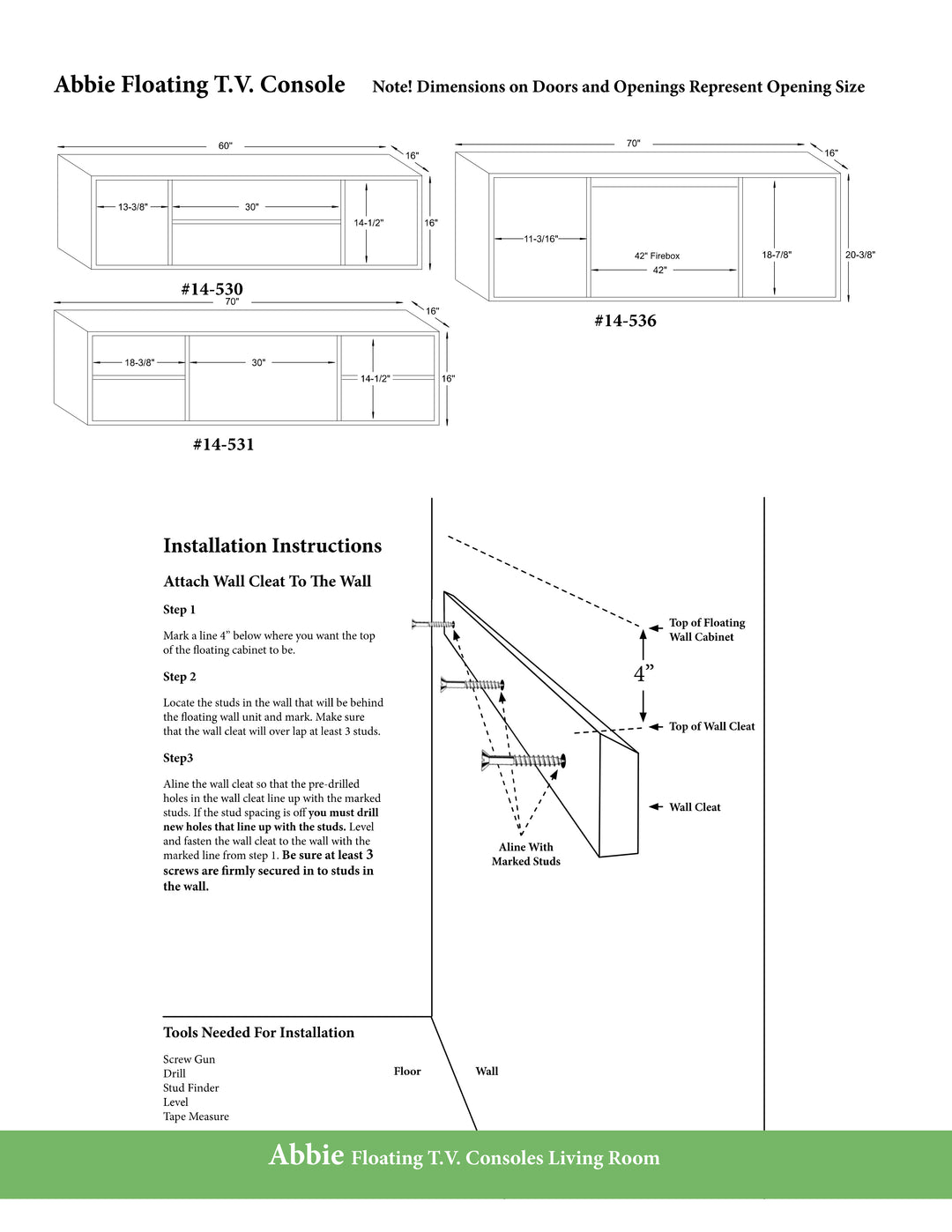 QW Amish Abbie 70" Floating Fireplace Console