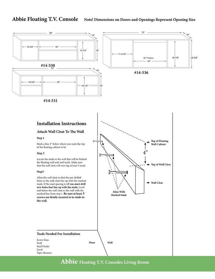 QW Amish Abbie 70" Floating Fireplace Console