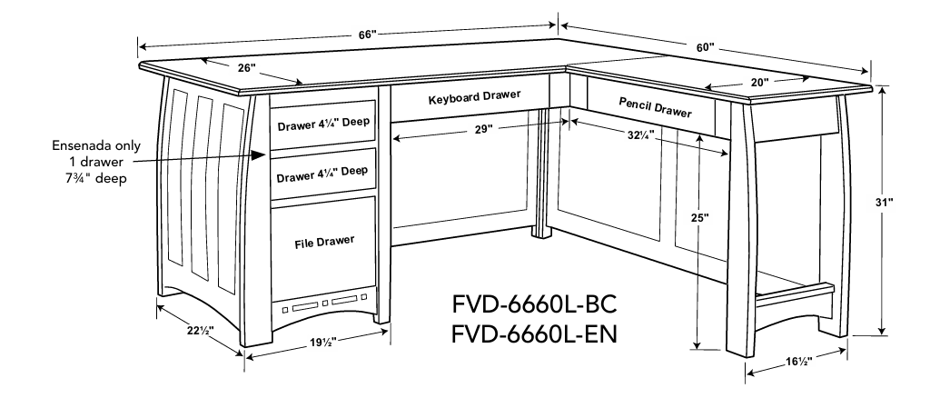 QW Amish Boulder Creek Small 'L' Desk