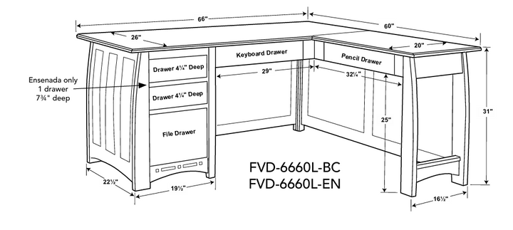 QW Amish Boulder Creek Small 'L' Desk