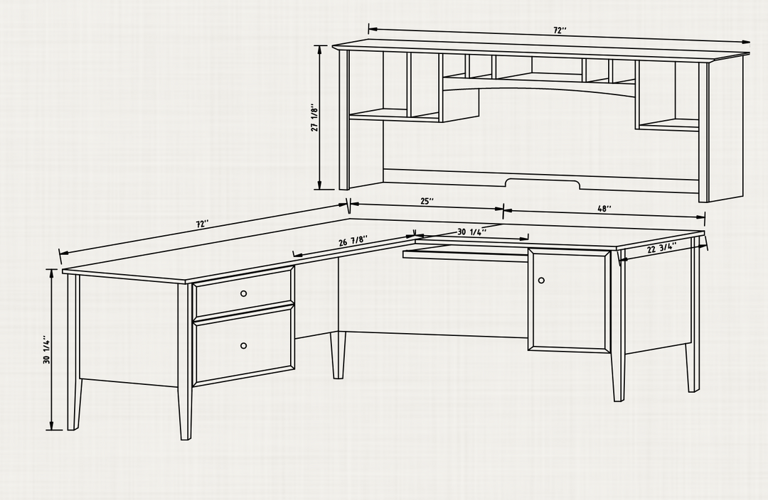 QW Amish Hampton L-shape Desk with Optional Hutch