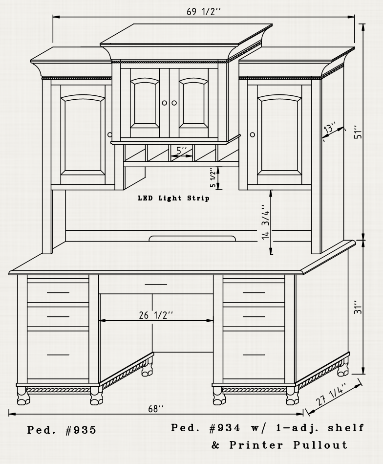 QW Amish Henry Stephen's Wall Desk with Optional Hutch