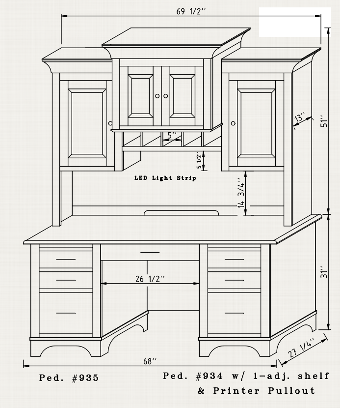 QW Amish Finley Wall Desk with Optional Hutch