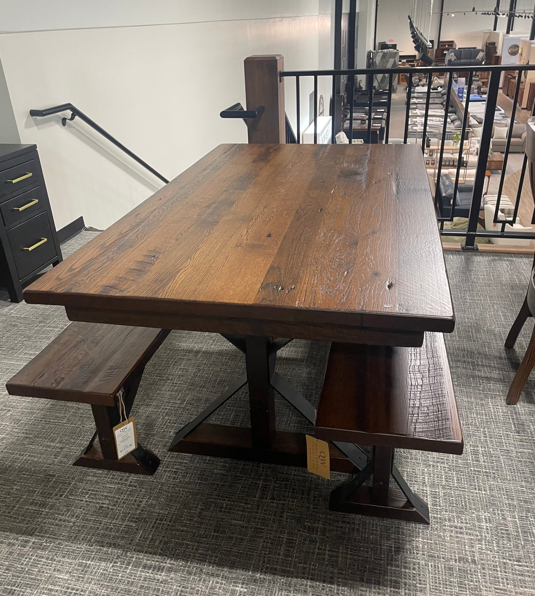 Clearance Wellington 42x72 Solid Top Table and 2 Wellington Benches