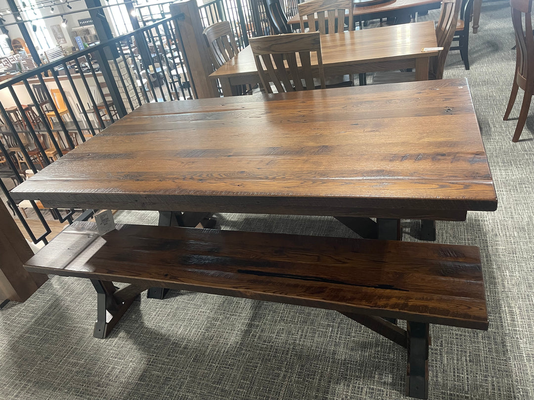 Clearance Wellington 42x72 Solid Top Table and 2 Wellington Benches