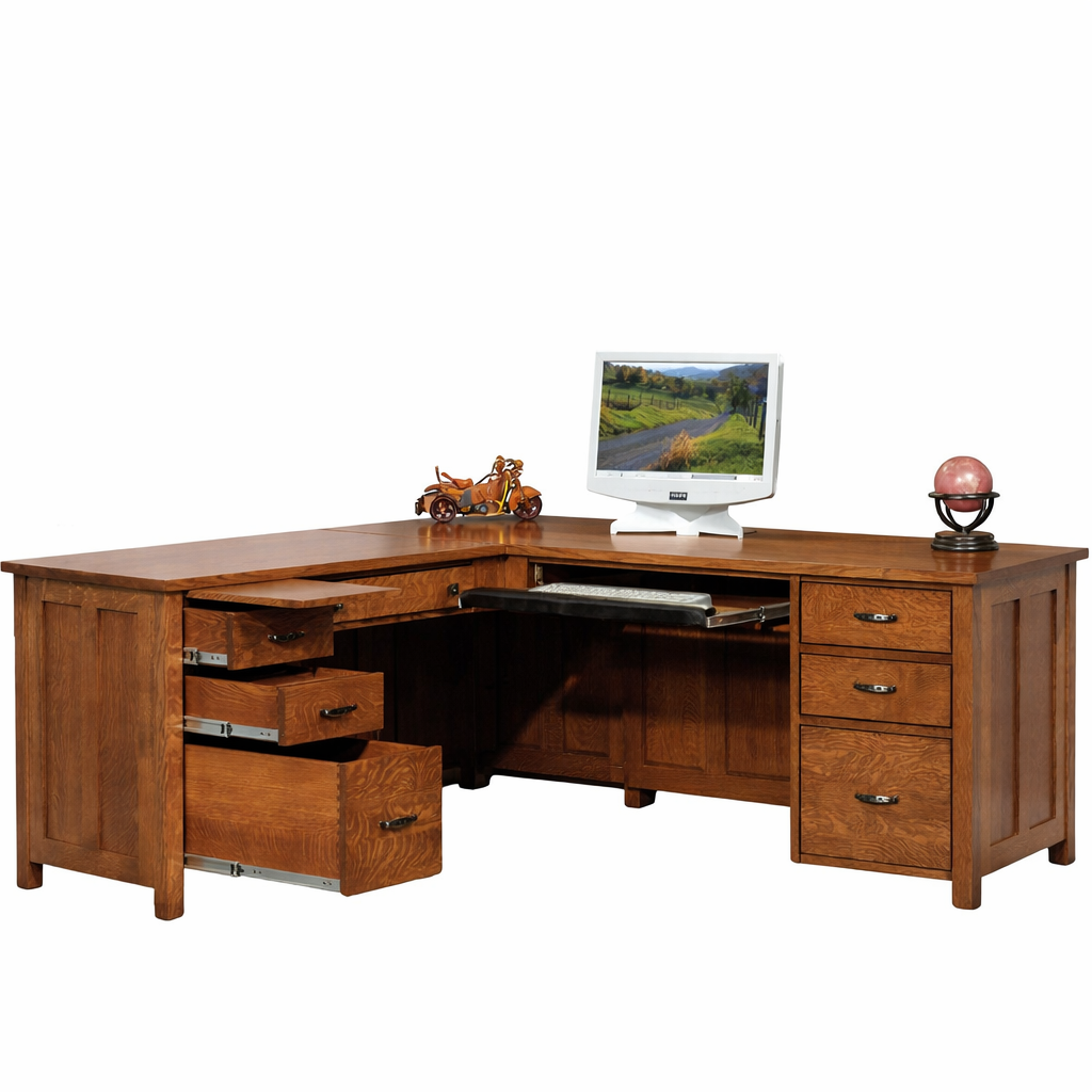QW Amish Coventry L-Shape Desk w/ Optional Hutch