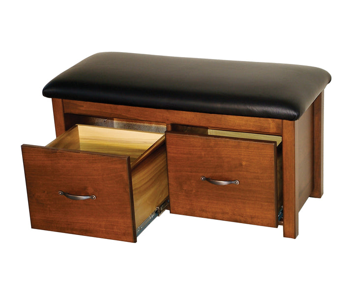 2 Drawer Bench w/ Upholstered Seat