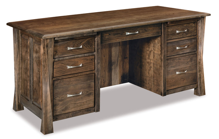 QW Amish Lexington Arc Executive Desk With Curved Top