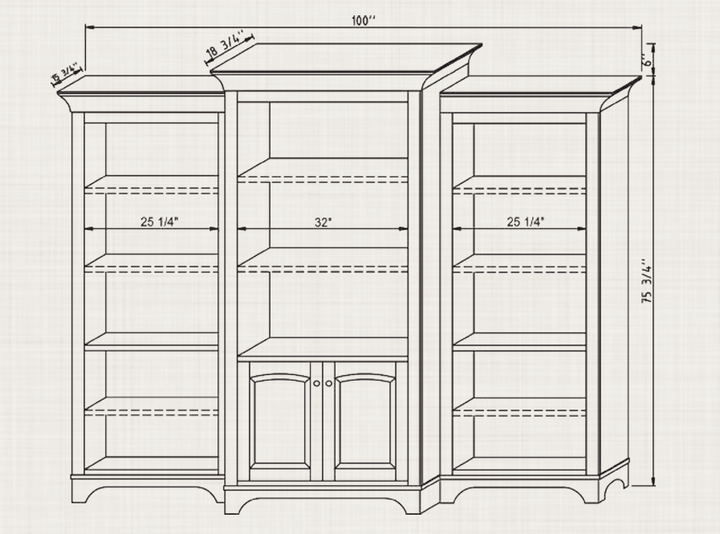 QW Amish Finley 3pc Bookcase Wall