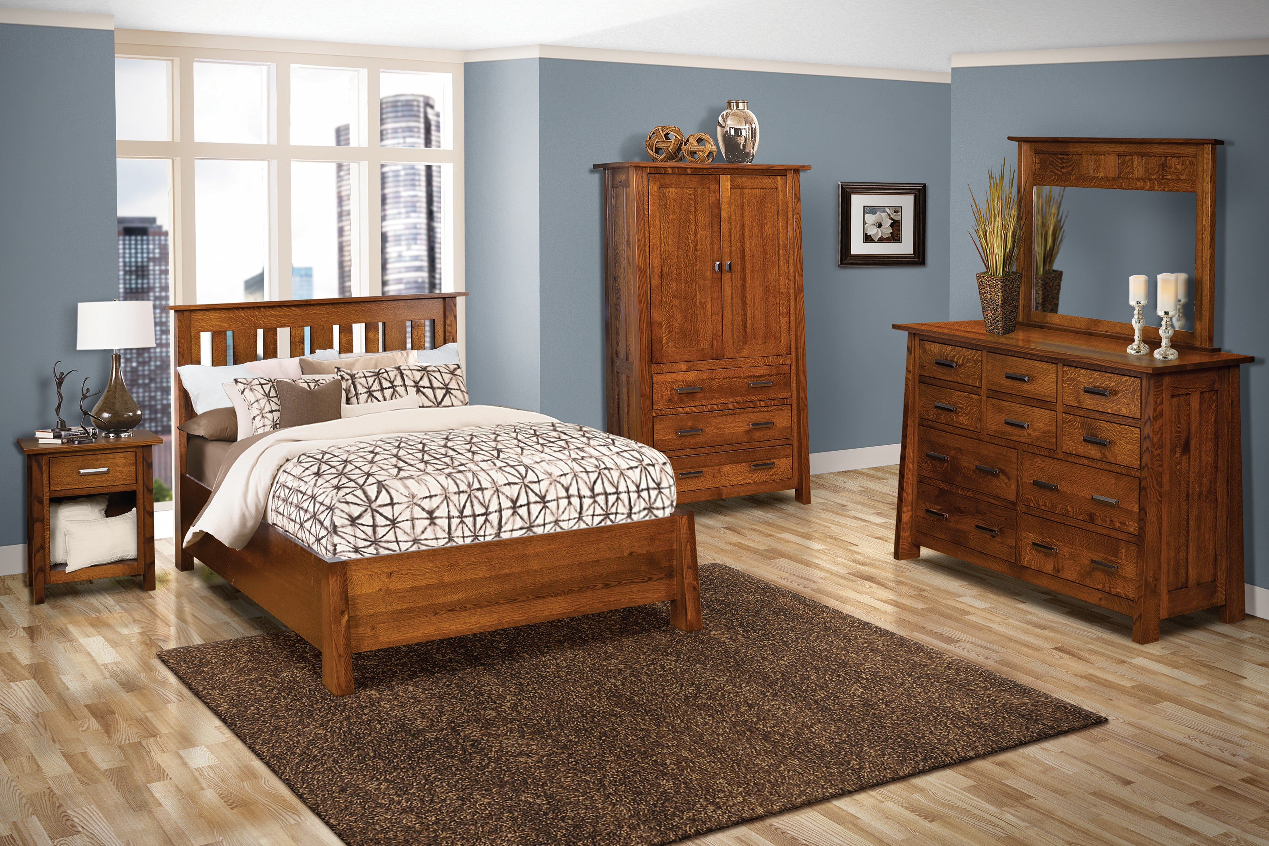 QW Amish Freemont Mission 4pc Set - Thumbnail 2