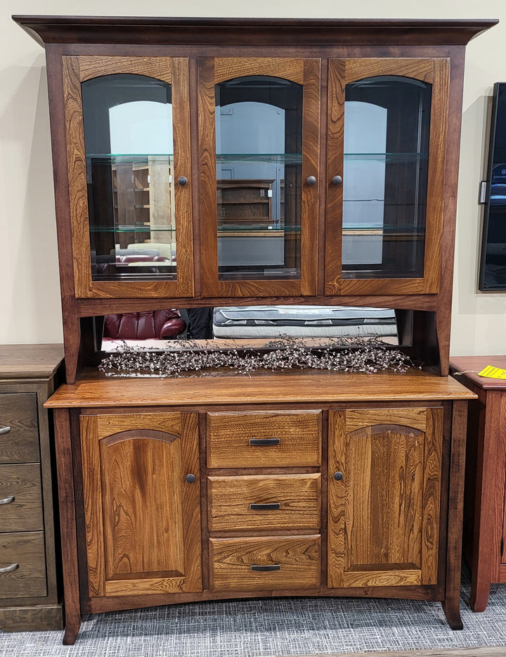 Clearance Galveston 3 Door Hutch Elm/Brown Maple Two Tone