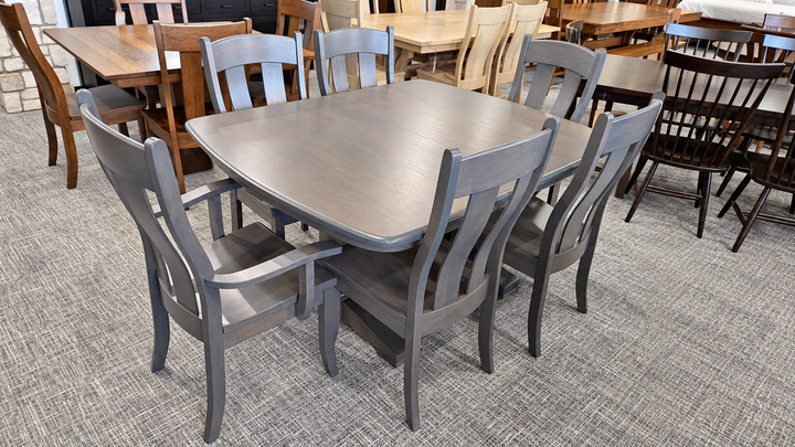 Clearance Stacy 48x60 w/ 2-12" Leaves Cherry Table and 6 Austin Chairs