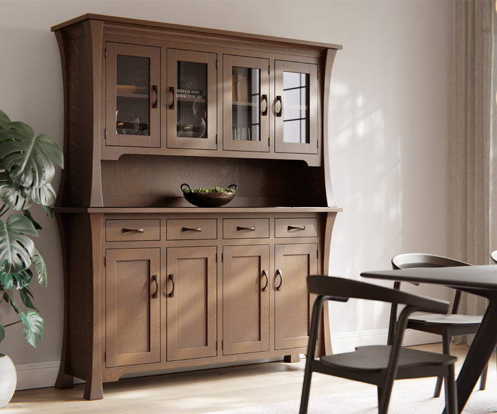 QW Amish Lyndon 4 Door Hutch and Buffet