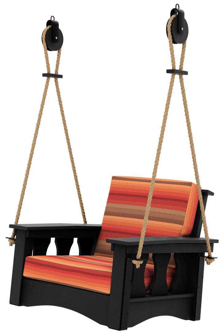QW Amish Black Pergola Frame w/ Optional Heritage Chair Swings