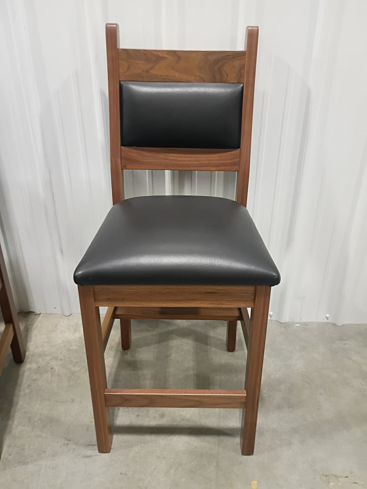 Clearance Tony 24" Bar Chairs in Walnut with Black Leather (set of 4)