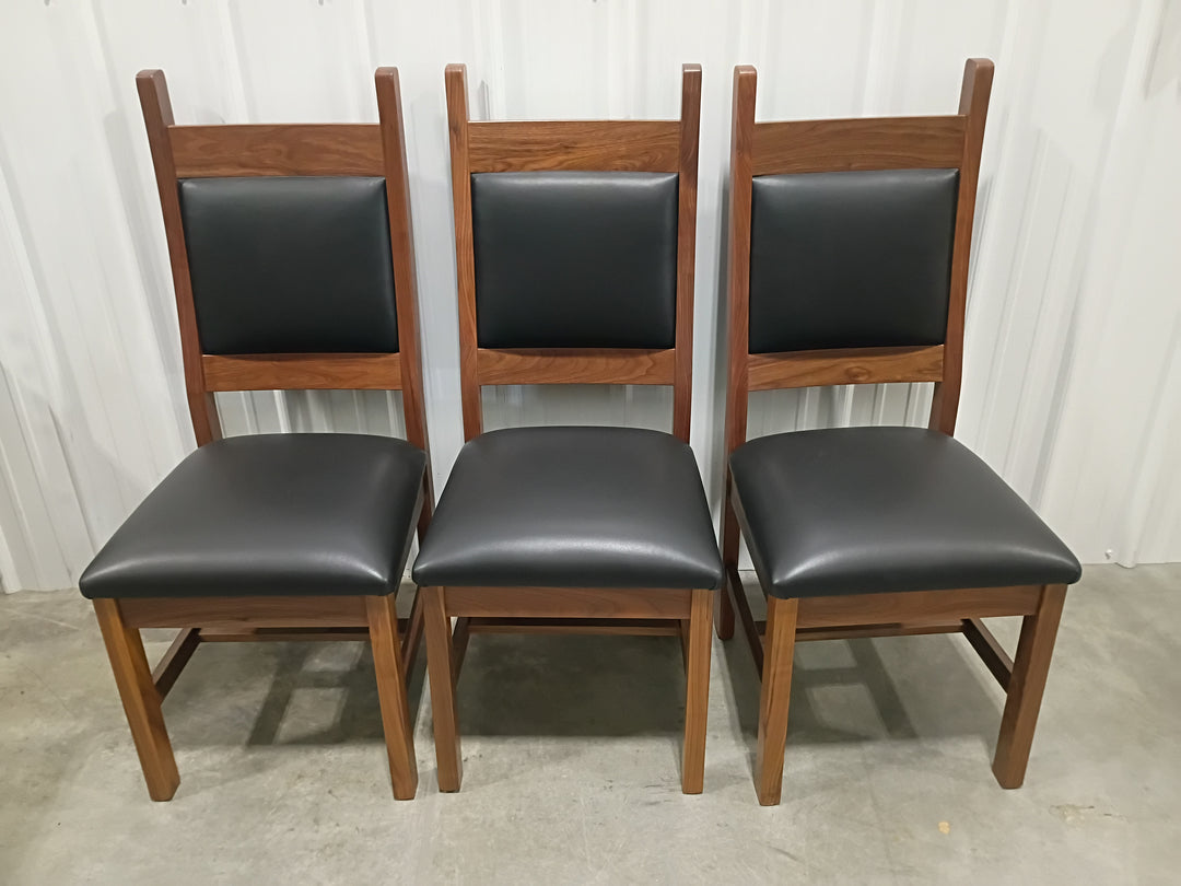Clearance Tony Side Chairs in Walnut with Black Leather (set of 3)