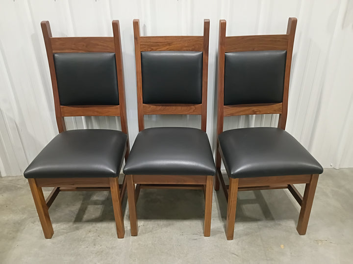Clearance Tony Side Chairs in Walnut with Black Leather (set of 3)