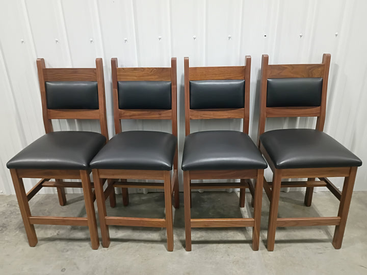 Clearance Tony 24" Bar Chairs in Walnut with Black Leather (set of 4)