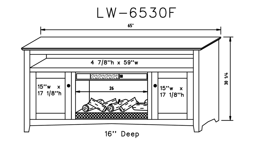 Linwood 65" x 30" Fireplace Console