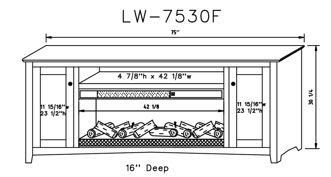 Linwood 75" x 30" Fireplace Console