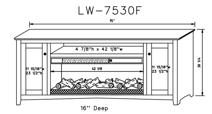 Linwood 75" x 30" Fireplace Console
