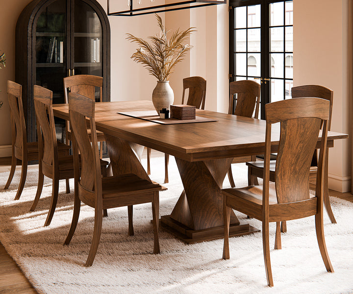 QW Amish Lexington Twist Double Pedestal Table