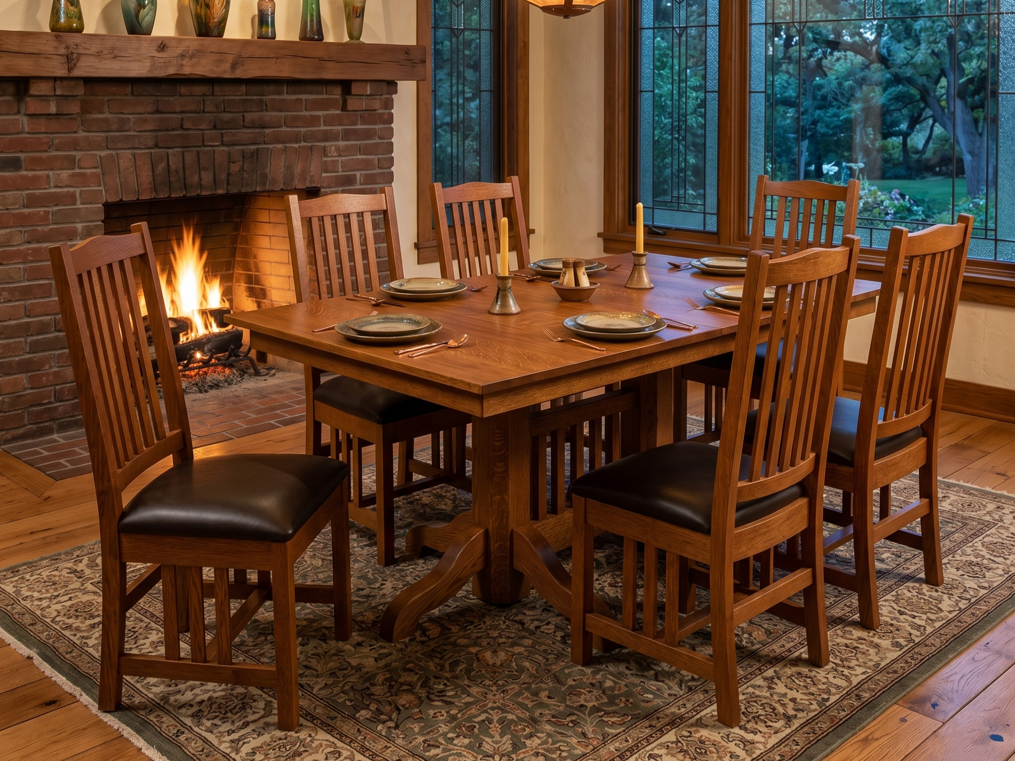 QW Amish Craftsman Mission Pedestal Table - Thumbnail 2