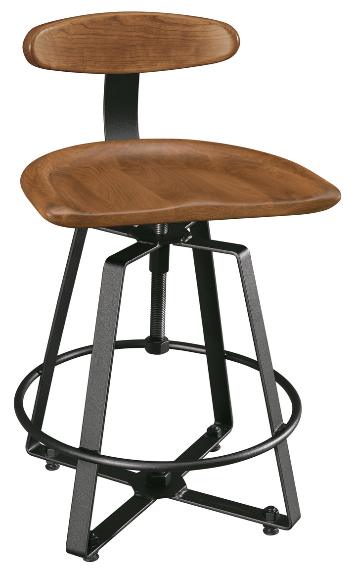 QW Amish Iron Craft Barstool w/Back