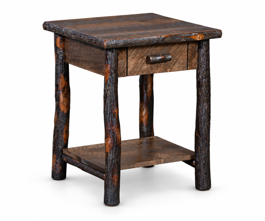 Settler's Log End Table with Drawer