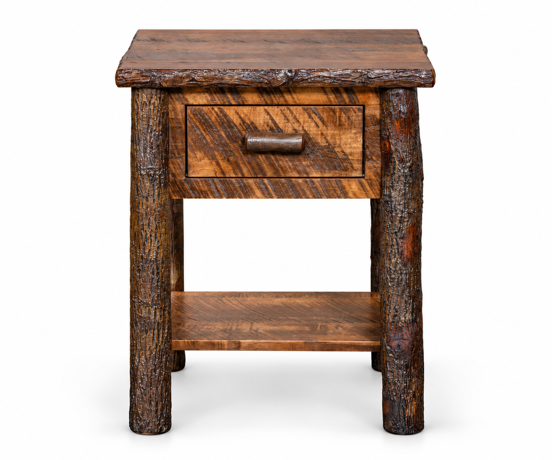 Settler's Log 1-Drawer Nightstand with Shelf