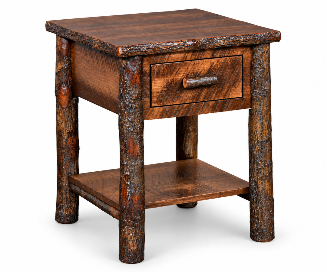 Settler's Log 1-Drawer Nightstand with Shelf